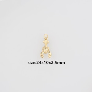 Colgante de langosta chapado en oro de 18 quilates, delicados pendientes y collar con dije de langosta para hacer joyas DIY.