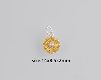 Silver Daisy Pendant,Flower Charm Earrings Necklace for DIY Jewelry Making Supply