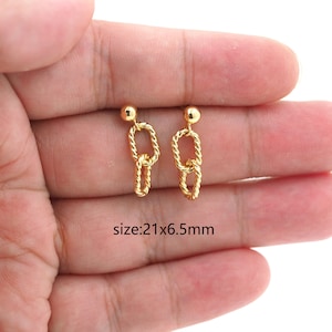 18K Gold Filled Chain Stud Earrings,Dainty Earrings,Minimalist Earrings,Gold Hoop Earrings