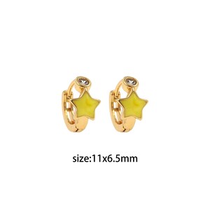 18K Gold Filled Star Hoop Earrings,Enamel Hoops,Gold Huggie Hoops,Minimalist Earrings