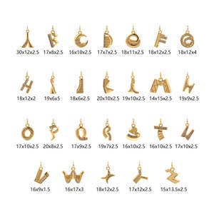 18K Gold Filled Letter Pendant,Letter Charm Earrings Necklace for DIY Jewelry Making Supply