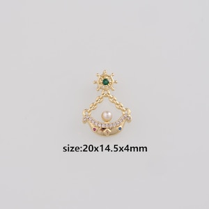 18K Gold Filled Pirate Ship Pendant,CZ Micro Pave Ship Charm Earrings Necklace for DIY Jewelry Making Supply
