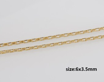 Cadena de cable chapada en oro de 18 quilates, cadenas minimalistas, collar de cadena ovalada de oro para mujer, suministro para hacer joyas DIY.