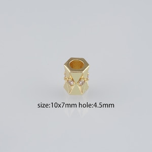10Pcs 18K Gold Filled Cylinder Spacer Beads,CZ Micro Pave Barrel Spacer Beads,DIY Jewelry Making Supply