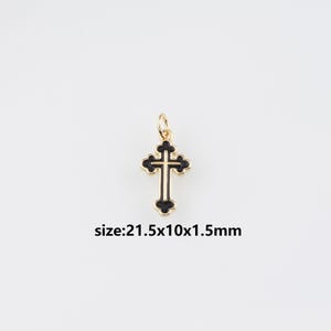 18K Gold Filled Cross Pendant,Religious Charm Earrings Necklace for DIY Jewelry Making Supply