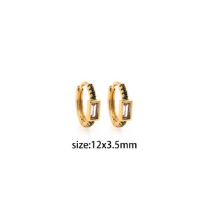 18K Gold Filled Rectangle Hoops Earrings,CZ Earrings,Dainty Hoops,Gold Huggies Hoops,Minimalist Earrings,Gift for Her