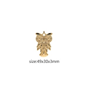 18K Gold Filled Owl Pendant,Dainty Owl Charm Earrings Necklace for DIY Jewelry Making Supply