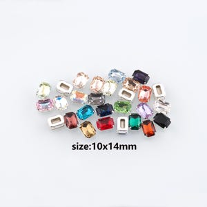 36pcs Multiple Colors Available Rectangle Crystal,Sew-On Rhinestone Crystals with Prong Settings,DIY Clothing Making Supply