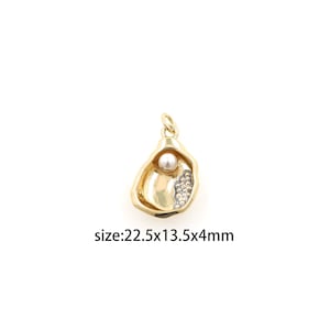 18K Gold Filled Oyster Pendant,Dainty Pearl Oyster Charm Earrings Necklace for DIY Jewelry Making Supply