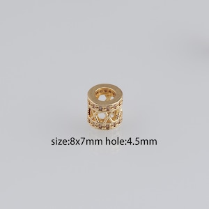 10Pcs 18K Gold Filled Cylinder Spacer Beads,CZ Micro Pave Barrel Spacer Beads,DIY Jewelry Making Supply