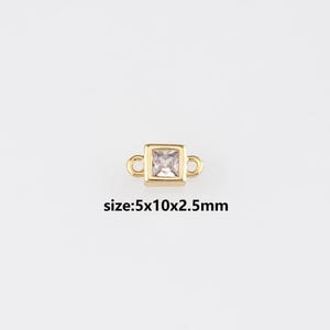 18K Gold Filled Square Connector,CZ Micro Pave Square Charm Necklace Bracelet for DIY Jewelry Making Supply