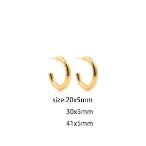 18K Gold Filled Thick Hoop Stud Earrings,Dainty Earrings,Gold Earrings,Minimalist Earrings,Everyday Earrings