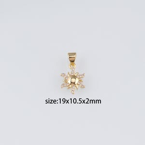 18K Gold Filled Sun Pendant,Celestial Charm,CZ Micro Pave Sun Earrings Necklace for DIY Jewelry Making Supply