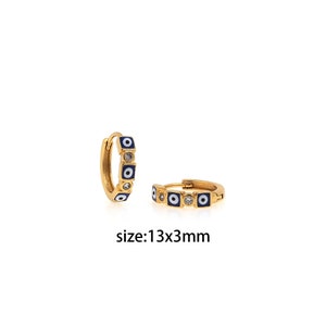 18K Gold gefüllte CZ Quadratische Evil Eye Ohrringe, Emaille Evil Eye Ohrringe, Gold Hoops, zierliche CZ Hoops Huggie