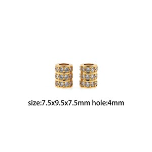 18K Gold Filled Tube Spacer Beads,CZ Micro Pave Barrel Spacer Beads,DIY Jewelry Making Supply