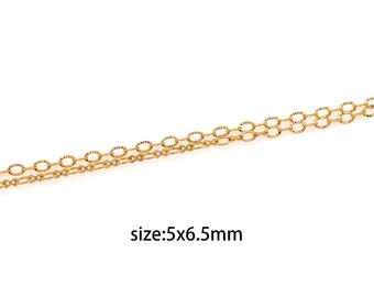 18K Gold Füllte Oval Kettenhalskette, Büroklammer Gliederkette Halskette für Frauen DIY Schmuckherstellung Versorgung