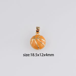 18K Gold Filled Basketball Pendant,Enamel Basketball Charm Earrings Necklace for DIY Jewelry Making Supply