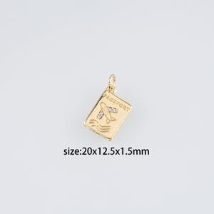 18 kt gold filled paspoorthanger, sierlijke paspoort bedel oorbellen ketting voor het maken van doe-het-zelf sieraden