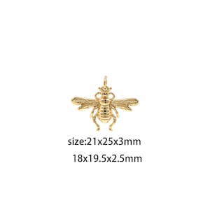 18K Gold Filled Insect Pendant,Dainty Insect Charm Earrings Necklace for DIY Jewelry Making Supply
