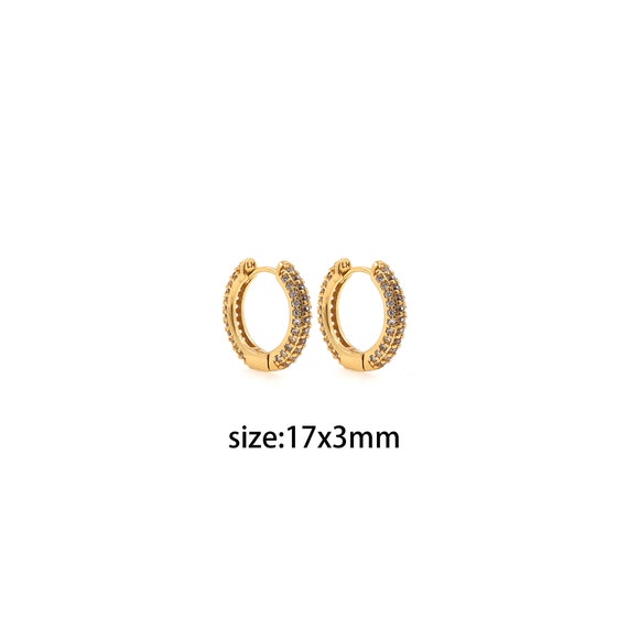 18K Gold Filled CZ Round Hoop Earrings,dainty Hoop Earrings