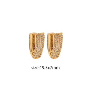 18K Gold Filled CZ Triangle Hoops,CZ Micro Pave Earrings,Triangle Charm Hoop Earrings,Jewelry Making