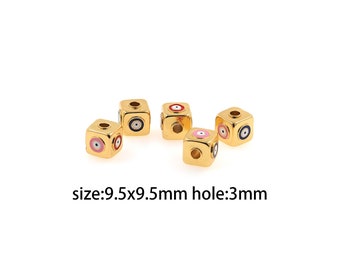 18K Gold Filled Square Beads,Cube Beads,Square Spacer Beads,DIY Jewelry Making Supply