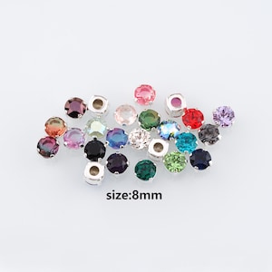 84pcs Multiple Colors Available Round Crystal,Sew-On Rhinestone Crystals with Prong Settings,DIY Clothing Making Supply