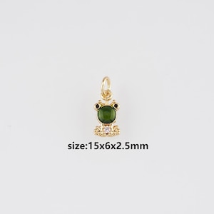 18K Gold Filled Frog Pendant,CZ Micro Pave Frog Charm Earrings Necklace for DIY Jewelry Making Supply