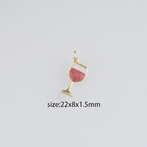 Ciondolo a forma di calice da vino riempito in oro 18 carati, orecchini con ciondolo a forma di calice da vino in smalto, collana per la creazione di gioielli fai da te