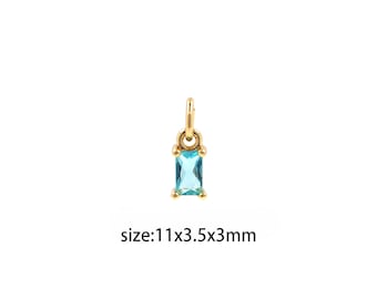 Pendentif rectangle rempli d'or 18 carats, collier de boucles d'oreilles à breloques rectangle micro pavé CZ pour la fabrication de bijoux à bricoler soi-même