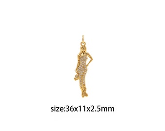 18K Gold Filled Woman Pendant,CZ Micro Pave Female Charm Earrings Necklace for DIY Jewelry Making Supply