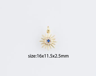 18K Gold Filled Poolster-hanger, CZ Micro Pave North Star Charm Oorbellen Ketting voor het maken van DIY-sieraden