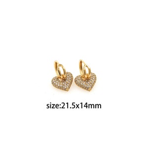 18K Gold Filled Heart Hoop Earrings,Dainty Earrings,Gold Heart Earrings,Everyday Eearrings