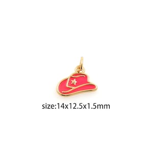 Ciondolo a forma di cappello da cowboy riempito in oro 18 carati, ciondolo a forma di cappello, orecchini a forma di cappello da cowboy in smalto, collana per la creazione di gioielli fai da te