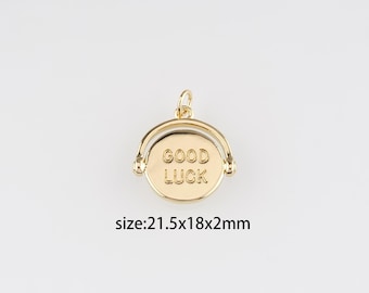18K Gold Filled Good Luck Pendant,Dainty Good Luck Charm Earrings Necklace for DIY Jewelry Making Supply
