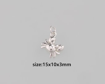 10 colgantes de cangrejo de plata, delicados pendientes y collares con dije de cáncer para hacer joyas DIY.