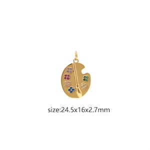 Pingente de paleta preenchida com ouro 18K, pingente de pintor, colar de brincos de paleta micro pave CZ para fornecimento de fabricação de joias DIY