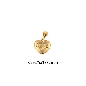 18K Gold Filled Heart Pendant,Dainty Love Heart Charm Earrings Necklace for DIY Jewelry Making Supply