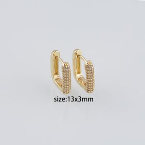 18K Gold Filled Rectangle Hoops Earrings,CZ Earrings,Dainty Hoops,Gold Huggies Hoops,Minimalist Earrings,Gift for Her