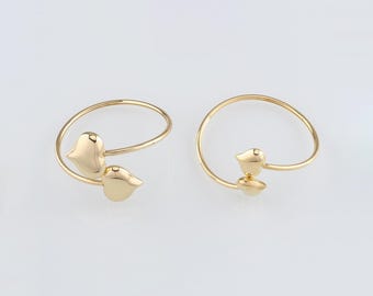 18K Gold Filled Heart Bangle-Cuff Bracelet-Dainty Bracelet-Everyday Bracelet-Adjustable Bracelet-Gift for Her