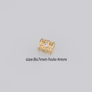 18K Gold Filled Cylinder Spacer Beads,CZ Micro Pave Barrel Spacer Beads,DIY Jewelry Making Supply