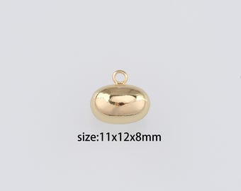 18K Gold Filled Oval Pendant,Dainty Oval Charm Earrings Necklace for DIY Jewelry Making Supply
