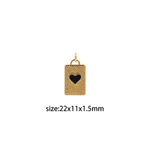 18K Gold Filled Rechteck Anhänger, Emaille Herz Charm Ohrringe Halskette für die DIY Schmuckherstellung