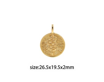18K Gold Filled Snake Coin Pendant,Dainty Snake Charm Earrings Necklace for DIY Jewelry Making Supply