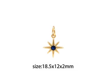 18K Gold Filled North Star Hanger, CZ Micro Pave North Star Charm Oorbellen Ketting voor DIY Sieraden Maken Supply