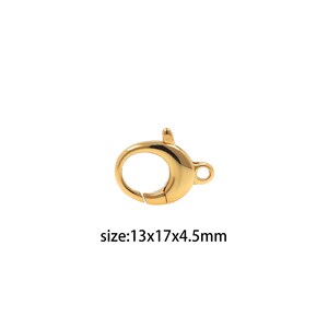 May include: Gold-toned metal lobster clasp with a spring-loaded closure. The clasp measures 13mm x 17mm x 4.5mm.
