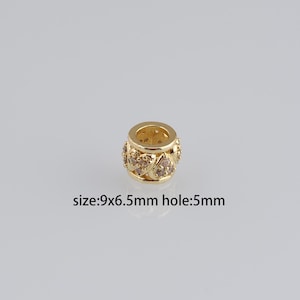10Pcs 18K Gold Filled Cylinder Spacer Beads,CZ Micro Pave Barrel Spacer Beads,DIY Jewelry Making Supply