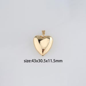 18K Gold Filled Heart Pendant,Heart Charm Earrings Necklace for DIY Jewelry Making Supply