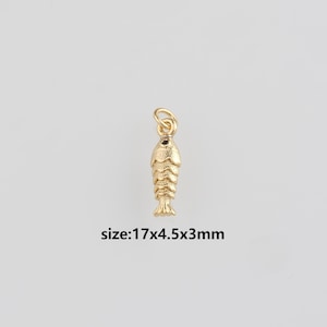 18K Gold Filled Fish Pendant,Dainty Fish Charm Earrings Necklace for DIY Jewelry Making Supply