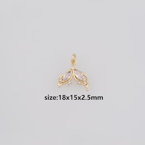 18K Gold Filled Mermaid Tail Anhänger, CZ Micro Pave Whale Tail Charm Ohrringe Halskette für DIY Schmuckherstellung Versorgung